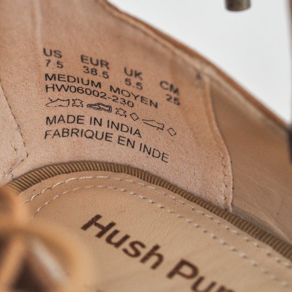 Hush Puppies Suede Ankle Strap Lace Up Nude Camel Block Heels Balletcore summer - Picture 7 of 7